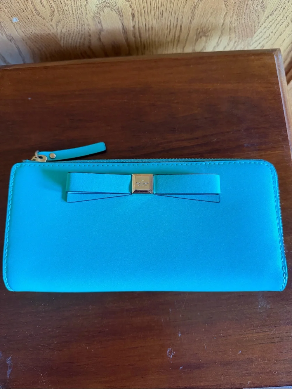 EUC, kate spade turquoise bow satchel with matching wallet